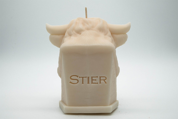 Stier Skulptur von hinten, Geschenk für Astrologiefans, Sternzeichen Stier, Stierkerze