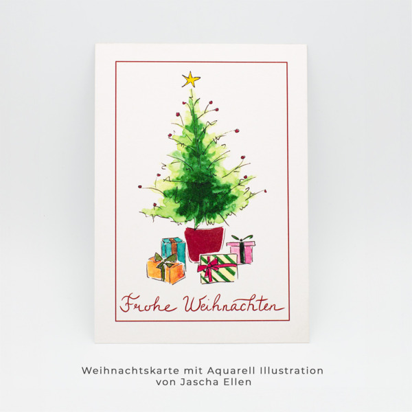 Weihnachtskarte, Illustrierte Weihnachtskarte, Aquarell Weihnachtskarte, Aquarell Illustration, Sculpties Weihnachtskarte